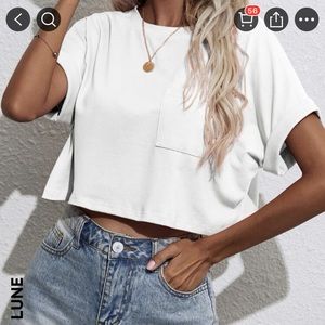 white cropped top